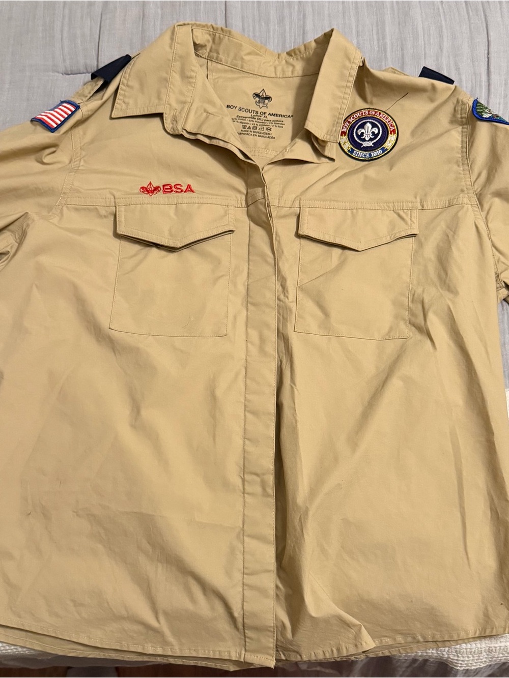 BSA Boy Scouts Khaki Ladies Short-Sleeve Button-Down Shirt